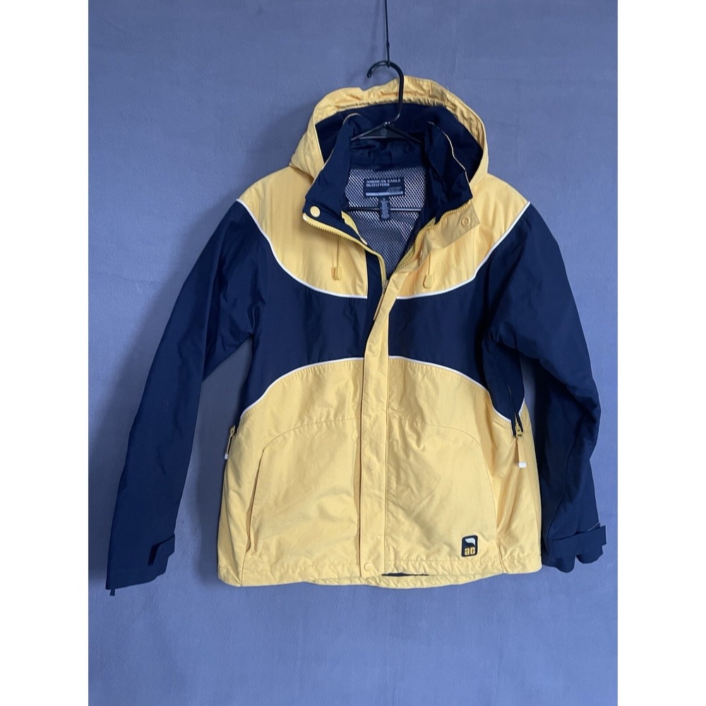 American Eagle Coat Parka Ae77 Sz Med Hooded Ski‎ Blue/yellow
